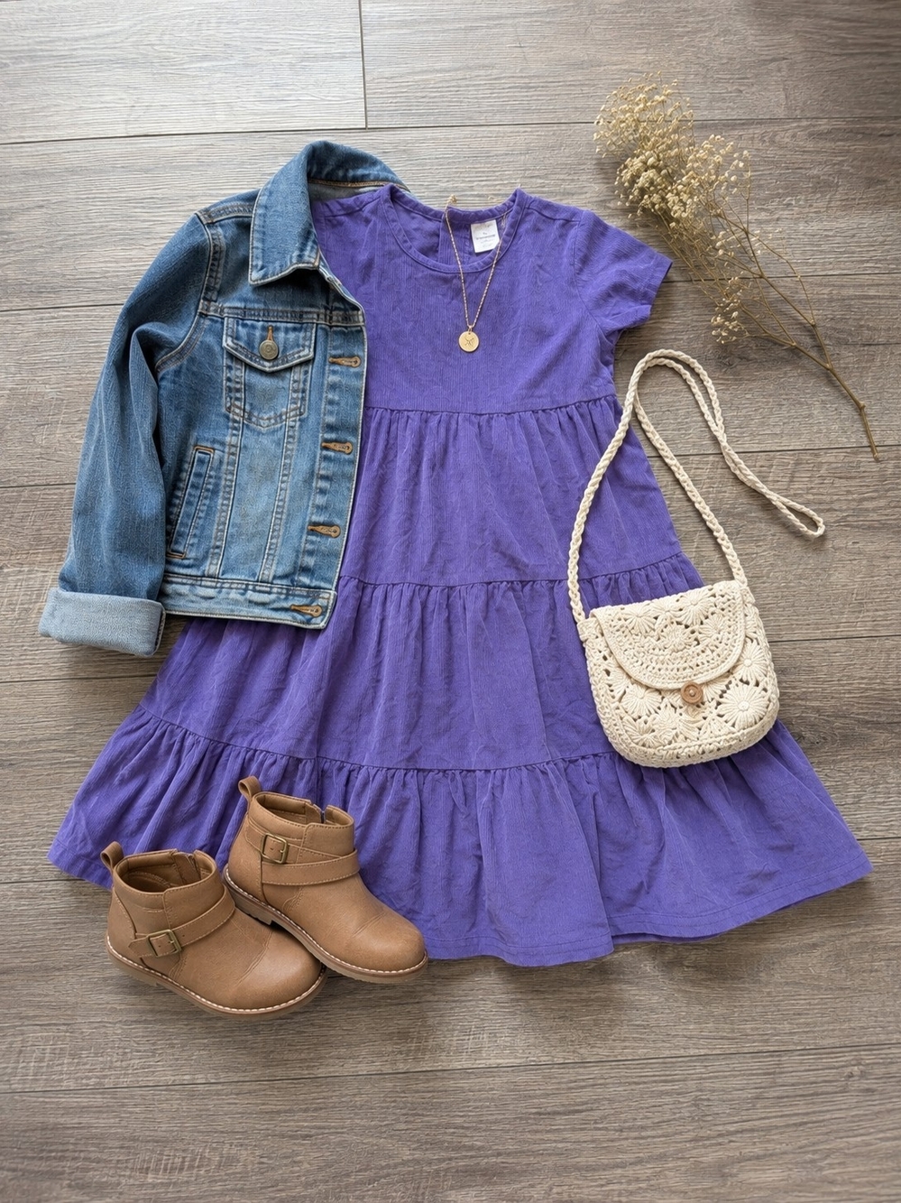 Hanna Andersson Purple Tiered Cotton Dress for Girls